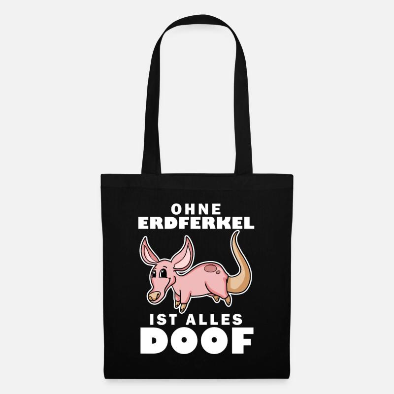 Erdferkel Motiv mit Spruch - Stoffbeutel - Schwarz