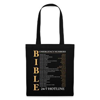Bible Emergency Number Jesus Christian - Stoffbeutel - Schwarz - Vorne