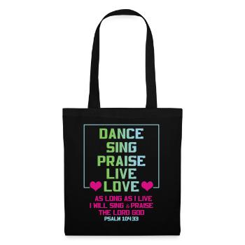 Chantez la louange Vivez l’amour Jésus Pasteur chrétien - Sac en tissu - noir - Devant