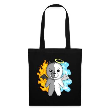Dog Bichon Frise - Angel and Devil - Tote Bag - black - Front