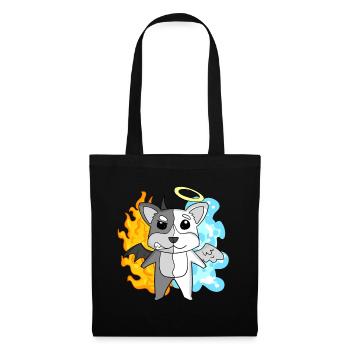 Dog Welsh Corgi Pembroke - Angel and Devil - Tote Bag - black - Front