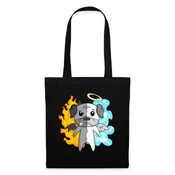 Dog Pug - Angel and Devil - Tote Bag - black - Front