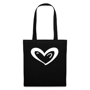 Herz Symbol Liebe - Stoffbeutel - Schwarz - Vorne