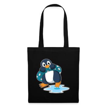 Pinguin Schwimmen Schwimmring Sommer - Stoffbeutel - Schwarz - Vorne