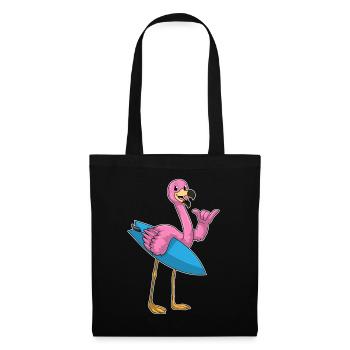 Été de surf sur planche de surf au flamant rose - Sac en tissu - noir - Devant