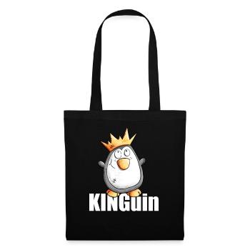Königspinguin I König Pinguin Mit Krone Kinguin - Stoffbeutel - Schwarz - Vorne