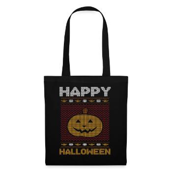 Stitch Pattern Pumpkin Happy Creature Halloween - Tote Bag - black - Front