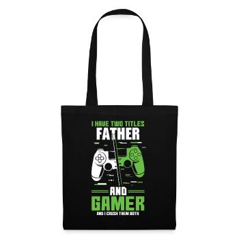 Two Titles Dad Daddy Gamer Video Game Lover Gaming - Tote Bag - black - Front