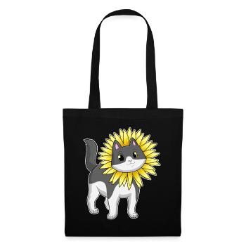 Tournesol chat - Sac en tissu - noir - Devant