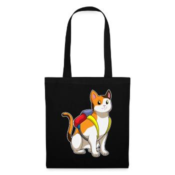 Chat avec cartable - Sac en tissu - noir - Devant
