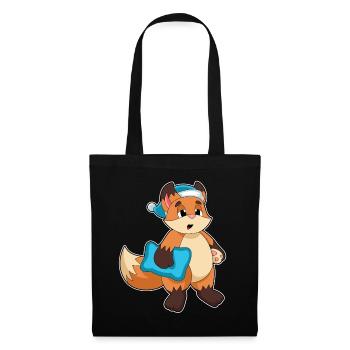 Fuchs Schlafen Nachtmütze - Stoffbeutel - Schwarz - Vorne