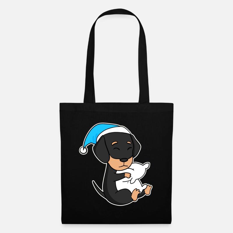 Hund Hunderasse Dackel Dachshund - Stoffbeutel - Schwarz