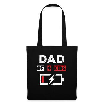 Battery Dad Of Four Kids Happy Fathers Day - Stoffbeutel - Schwarz - Vorne