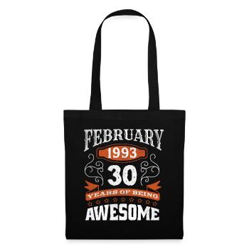 Vintage February 1993 30 Year Old Birth Awesome - Tote Bag - black - Front