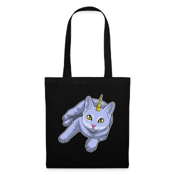 Katze Einhorn - Stoffbeutel - Schwarz - Vorne