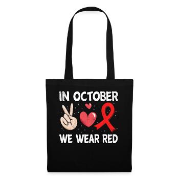 Peace Ribbon Week Awareness In October Wear Red - Stoffbeutel - Schwarz - Vorne