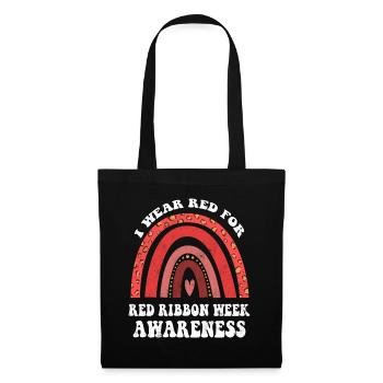 Rainbow Ribbon Week October I Wear Red Awareness - Stoffbeutel - Schwarz - Vorne