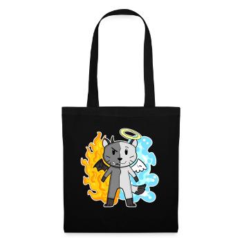 Race de chat American Bobtail - Ange et Diable - Sac en tissu - noir - Devant