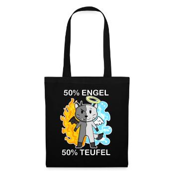 Katzenrasse American Bobtail - Engel und Teufel - Stoffbeutel - Schwarz - Vorne