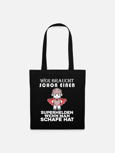 Schaf Superheld Hirte - Stoffbeutel - Schwarz