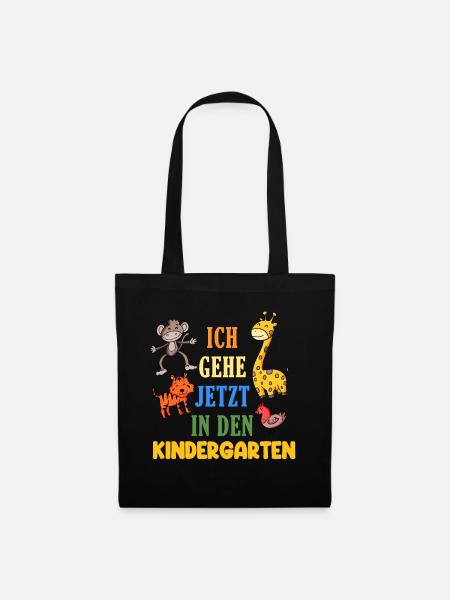 Kindergarten Zoo Tiere - Stoffbeutel - Schwarz