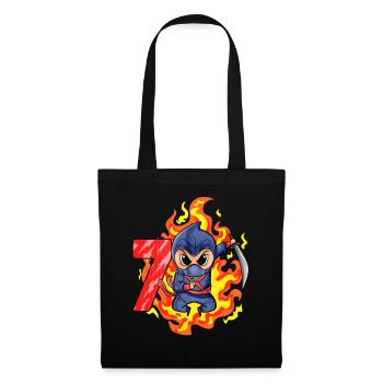 7ème anniversaire Garçon de 7 ans Ninja - Sac en tissu - noir - Devant