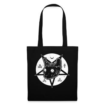 Pentagram Sphynx Cat Black Tarot Gothic Halloween - Tote Bag - black - Front
