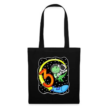 Jeune astronaute dinosaure de 3 ans - Sac en tissu - noir - Devant