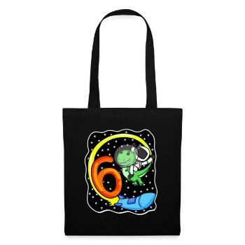 Jeune astronaute dinosaure de 6 ans - Sac en tissu - noir - Devant