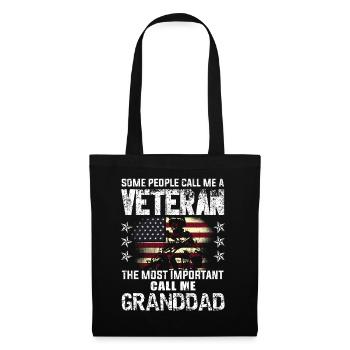 Important Call Granddad American Proud Veteran Day - Stoffbeutel - Schwarz - Vorne