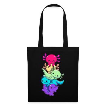 Subtle Gay Pride Flag Kawaii Axolotl LGBTQ - Stoffbeutel - Schwarz - Vorne
