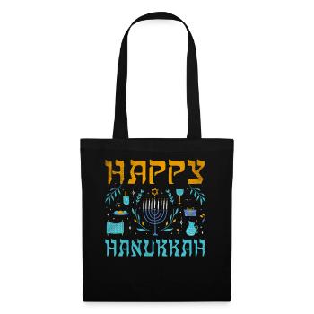Jewish Christmas Happy Hanukkah Pattern - Tote Bag - black - Front