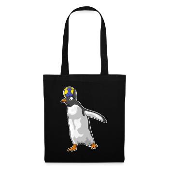 Pinguin Handballspieler Handball - Stoffbeutel - Schwarz - Vorne
