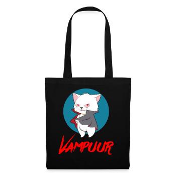 VAMPUUR CAT Halloween Vampir Horror Monster - Stoffbeutel - Schwarz - Vorne