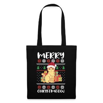 Meow Santa Cat December Holiday Ugly Christmas - Tote Bag - black - Front