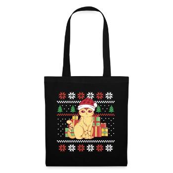 Santa Cat Tree December Holiday Ugly Christmas - Tote Bag - black - Front