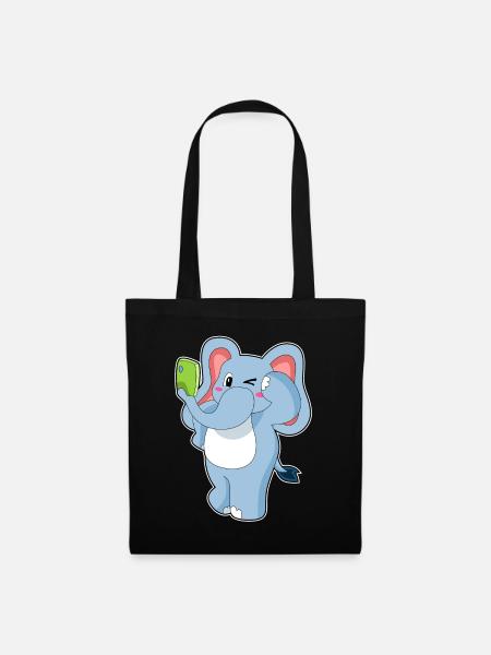 Elefant Smartphone - Stoffbeutel - Schwarz