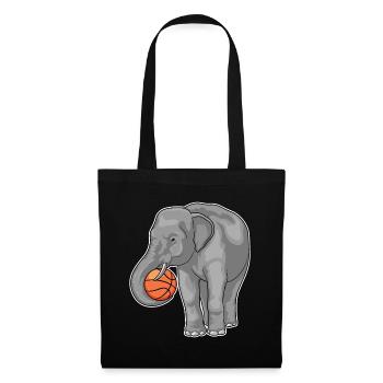 Elefant Basketballspieler Basketball - Stoffbeutel - Schwarz - Vorne