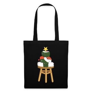 Mignon arbre de Noël Sushi Lover Décembre Noël - Sac en tissu - noir - Devant