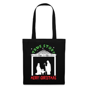 Geschichte True Christmas Dezember Happy Birth Jesus - Stoffbeutel - Schwarz - Vorne