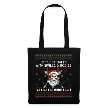 Hässliche Dezember Wikinger Santa Norse Hässliche Weihnachten - Stoffbeutel - Schwarz - Vorne