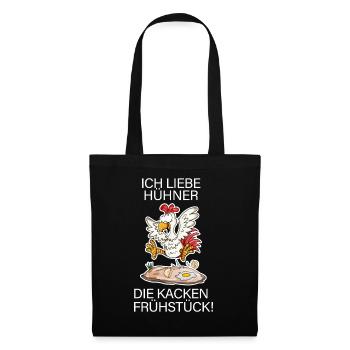 Landwirt Landwirte Huhn Hühner Spruch - Stoffbeutel - Schwarz - Vorne