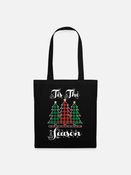 Weihnachtselemente Dezember Saison Kariert Weihnachten - Stoffbeutel - Schwarz