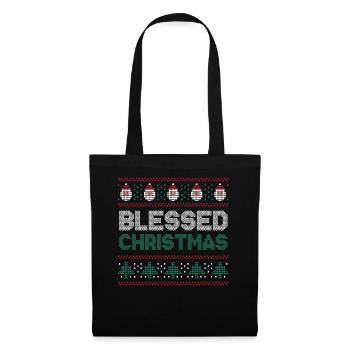 Santa Ugly Dezember Feiertag Hässliche gesegnete Weihnachten - Stoffbeutel - Schwarz - Vorne