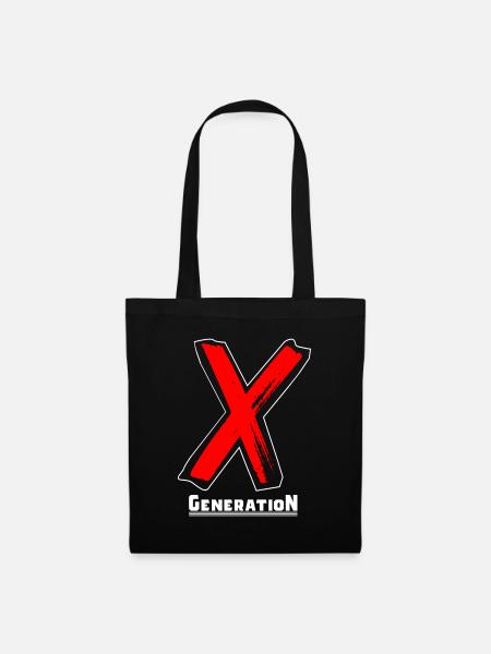 Generation X Buchstaben / X-Symbol Text Geschenk - Stoffbeutel - Schwarz