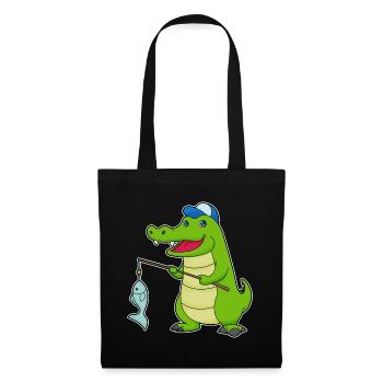Pêche au poisson crocodile - Sac en tissu - noir - Devant