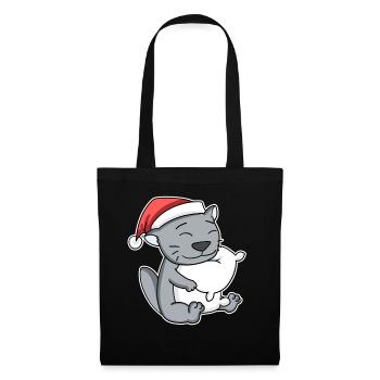 British Shorthair Cat Noël Sommeil Fatigué - Sac en tissu - noir - Devant