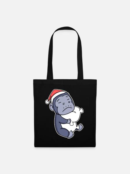 Gorilla Weihnachten Schlafen Schlaf Ausschlafen - Stoffbeutel - Schwarz