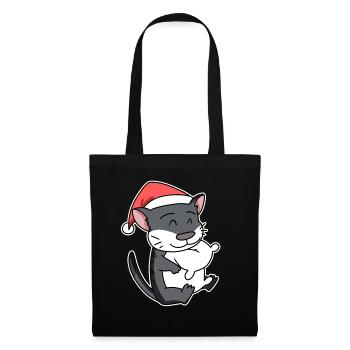 Chat de forêt norvégien Chat Noël endormi - Sac en tissu - noir - Devant