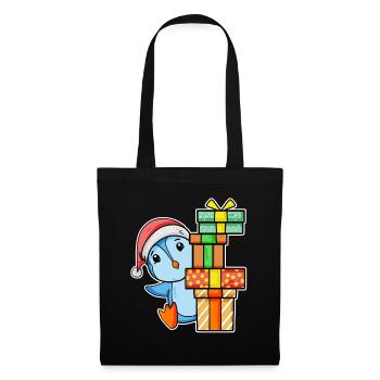 Pingouin de Noël avec cadeaux - Sac en tissu - noir - Devant